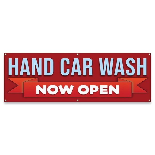 Signmission Hand Car Wash Now Open Banner Concession Stand Food Truck Single Sided B-72-30080 - main